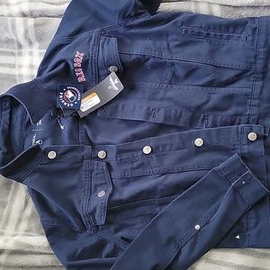 Womens M denim jacket Boston Red Sox logo